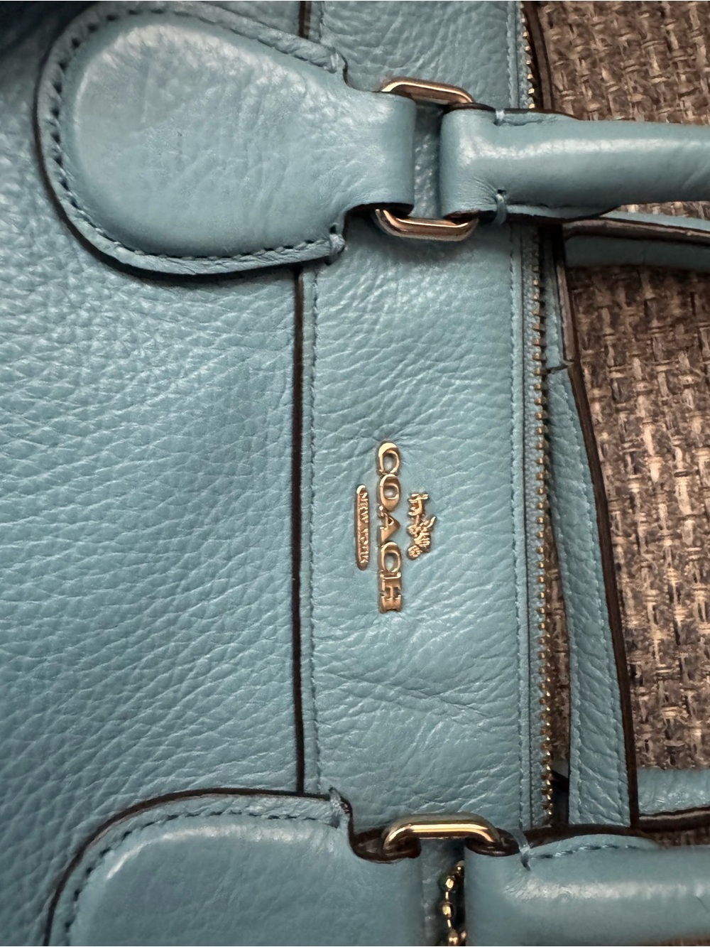 Coach Prairie Pebbled Leather Satchel Crossbody Bag Blue F36677 - Picture 7 of 12